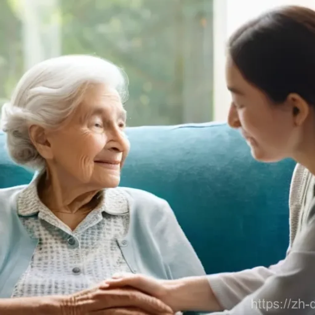 치매관리사와 치매 환자 심리 상담 - **Prompt:** A heartwarming and serene scene capturing a moment of profound empathy between a compass...