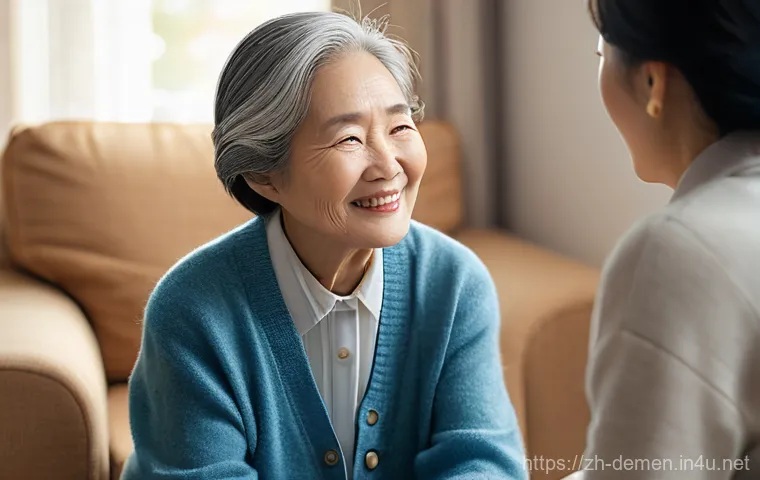 치매관리사 실무 경험 공유 - **Prompt 1: Empathetic Connection in Dementia Care**
    An image of an elderly East Asian woman, ap...
