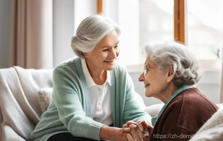 치매관리사 관련 기술 자격증 활용법 - **Prompt 1: Empathetic Home Care and Non-Verbal Communication**
    A warm and empathetic female dem...