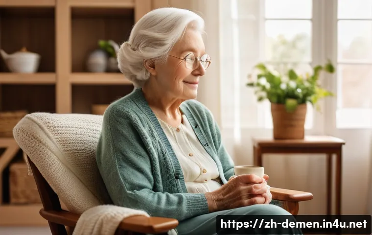 치매관리사 사례별 기록 노하우 - **Prompt:** A heartwarming indoor scene. An elderly woman, around 85 years old, with soft white hair...