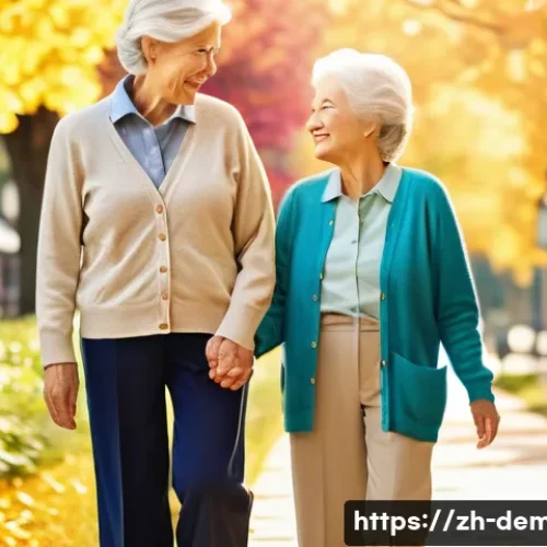 치매관리사와 환자 케어 윤리 - **Prompt:** A heartwarming scene of an elderly woman, gracefully dressed in a modest, soft-knit card...