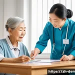 치매관리사 주요 업무와 역할 - A compassionate dementia care manager conducting a multidimensional cognitive assessment with an eld...