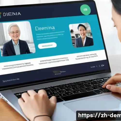 치매관리사 온라인 교육 플랫폼 소개 - A modern online dementia care training platform interface displayed on a sleek laptop and smartphone...